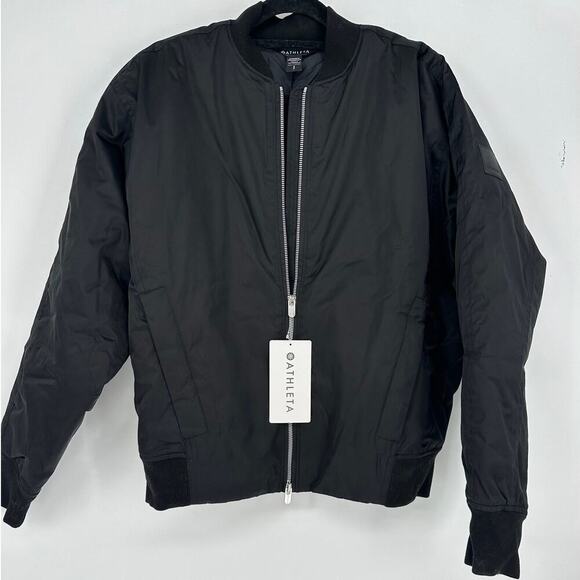 NWT Athleta Sateen Bomber Black - Picture 2 of 5